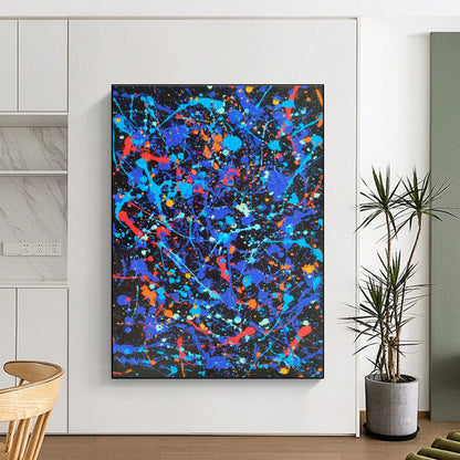 Unique Abstract Art Multicolor Splatter Abstract, Large Contemporary Wall Art HS453