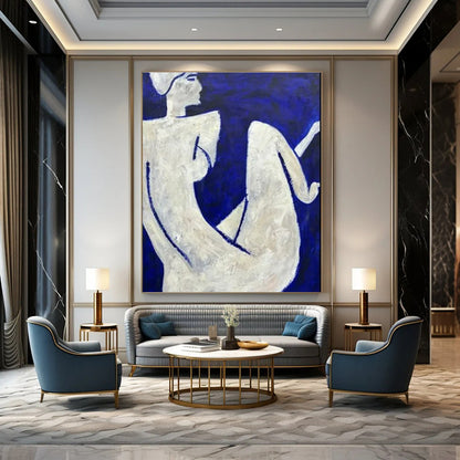 Blue and White Abstract Figurative Painting For Sale WS516