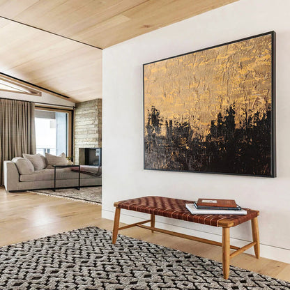 Gold, Black Abstract Textured Cityscape Acrylic Painting WB017