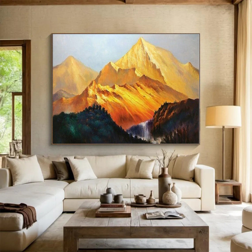 Extra Large Size Golden Mountain Landscape Painting WB104