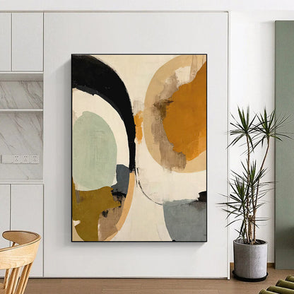 Cool Abstract Paintings Circular Shapes in Warm and Neutral Tones HS579