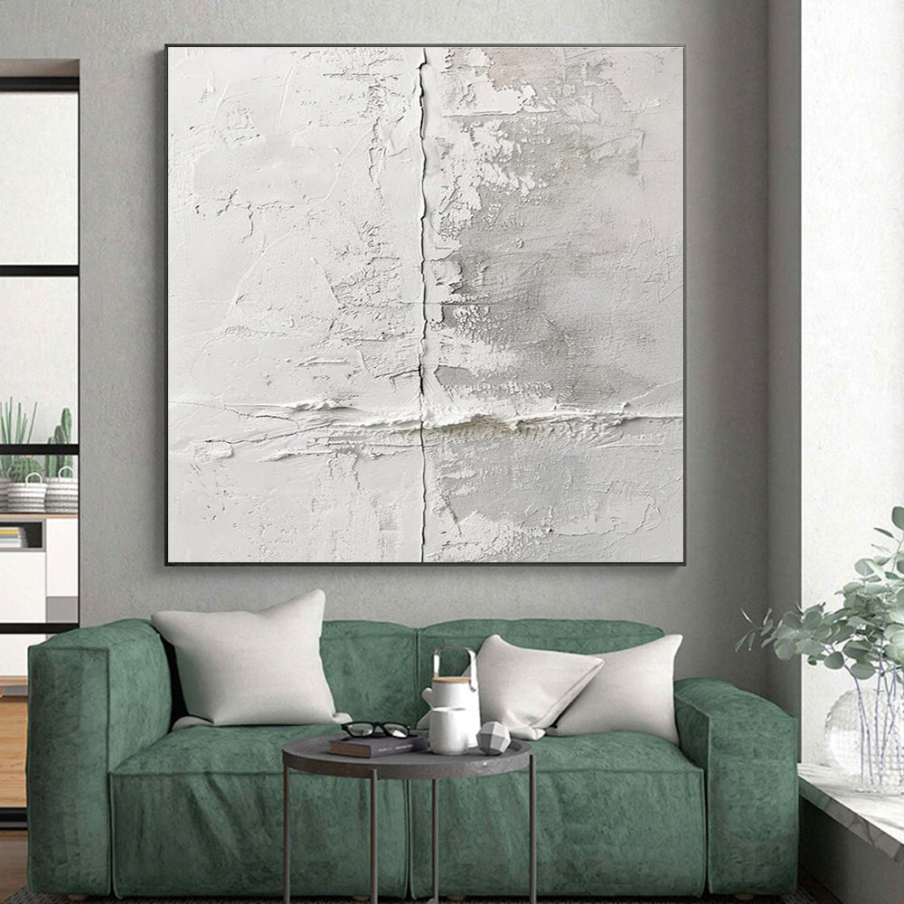 Minimalist Canvas Art White Textured Abstract, Handmade Art HS228