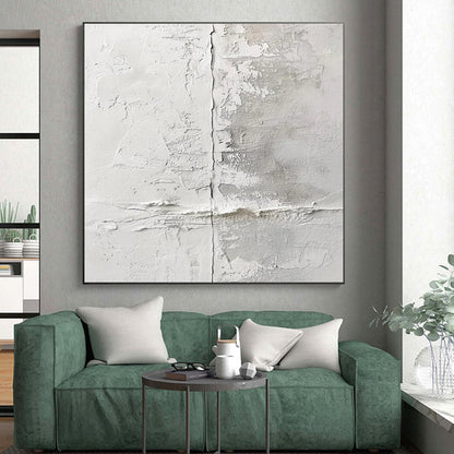 Minimalist Canvas Art White Textured Abstract, Handmade Art HS228