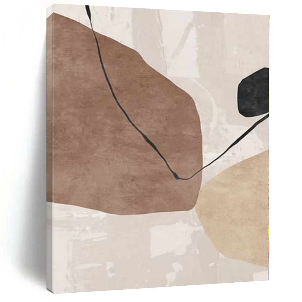 Unique Abstract Paintings Brown, Beige, and Black Abstract Shape Painting For Sale HS086