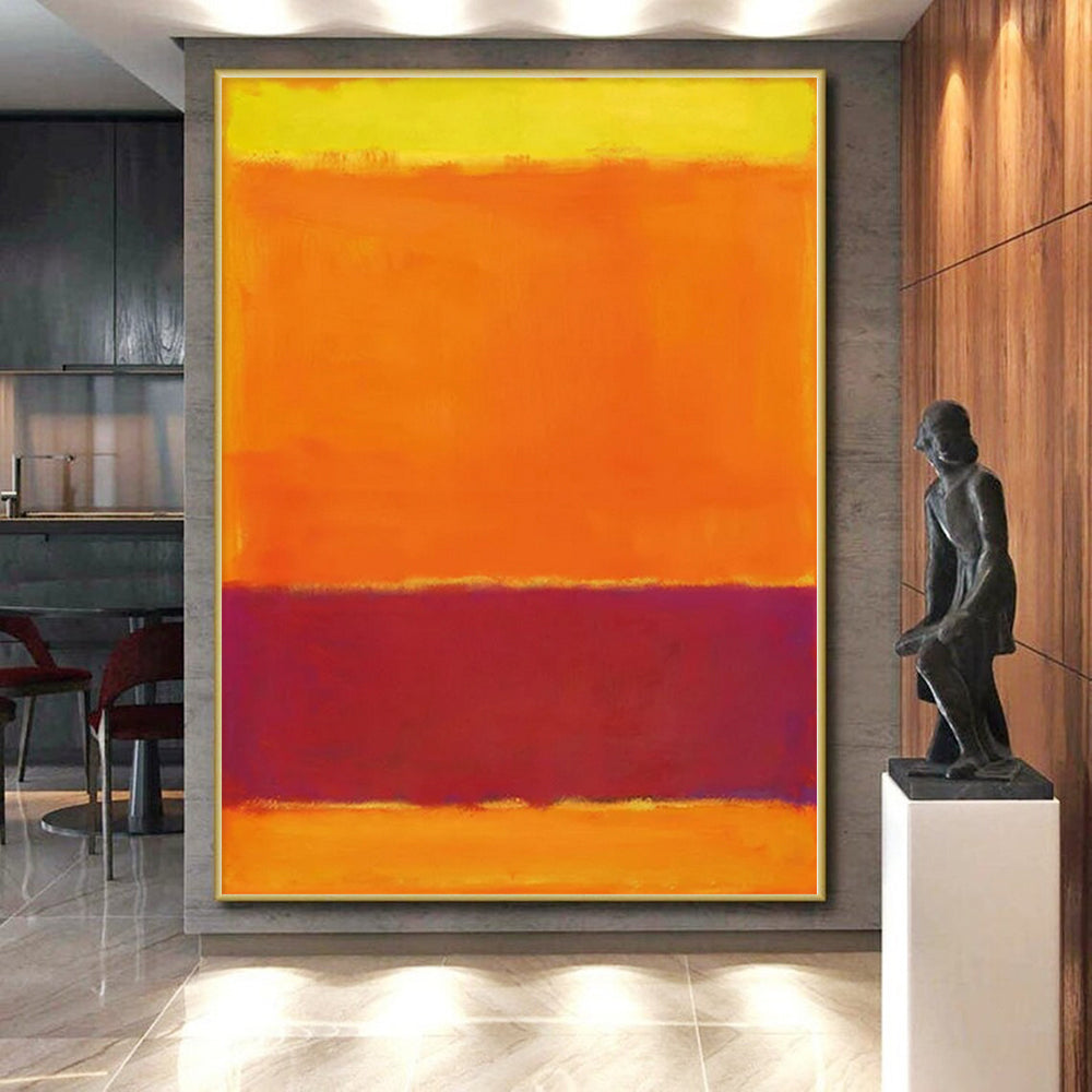 Acrylic Modern Art Paintings Orange and Red Abstract Color Field Painting For Sale HS102