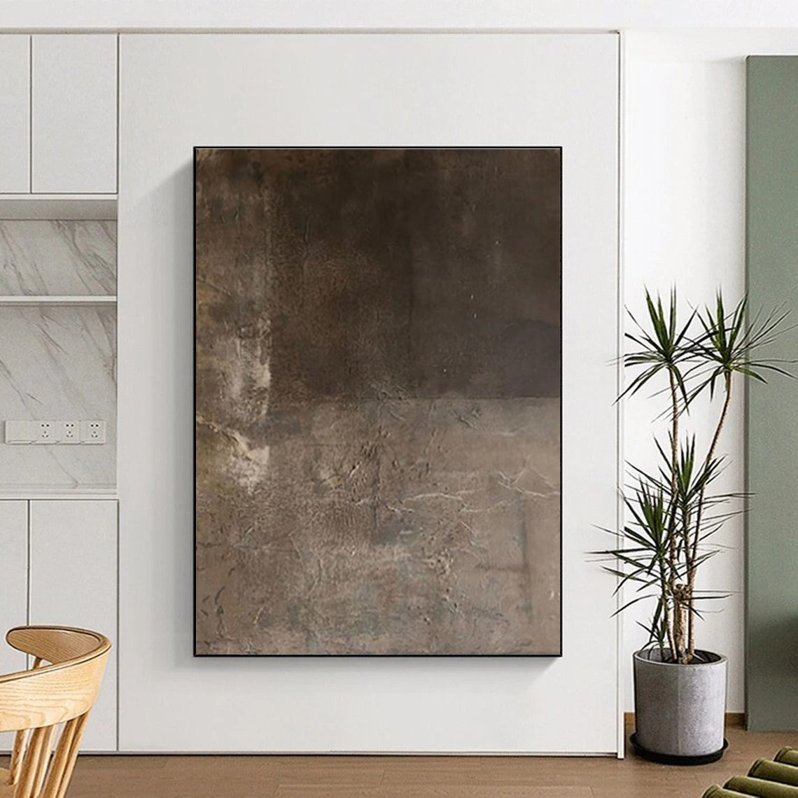 Handmade Art with Brown, Beige and Gray Colors, Textured Abstract Theme HS487