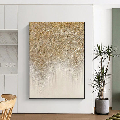 Oversized Abstract Wall Art Gold & Silver Glitter Textured Art HS380