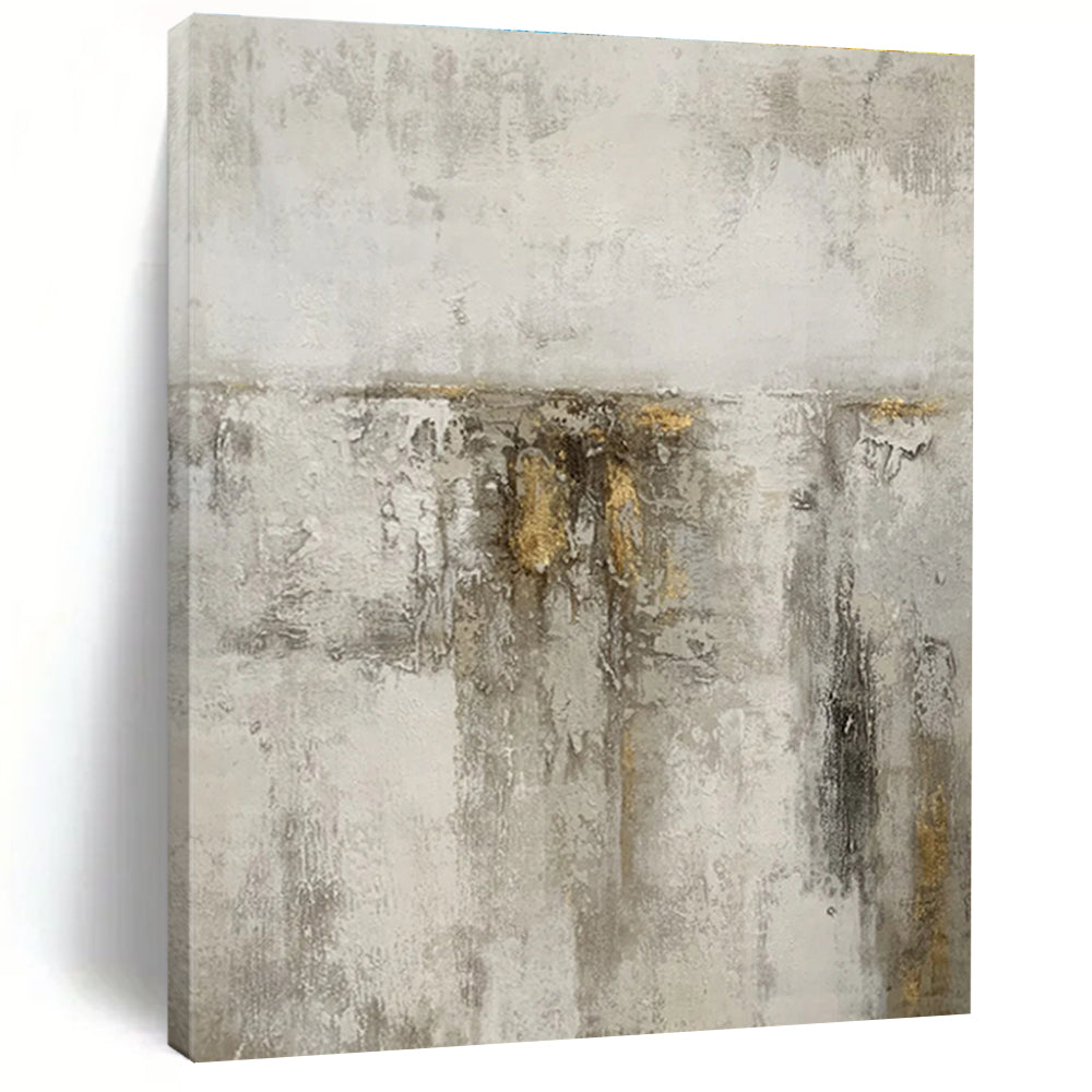 Gaint Canvas Art Gray & Gold Textured Abstract, Oversized Abstract Wall Art HS418