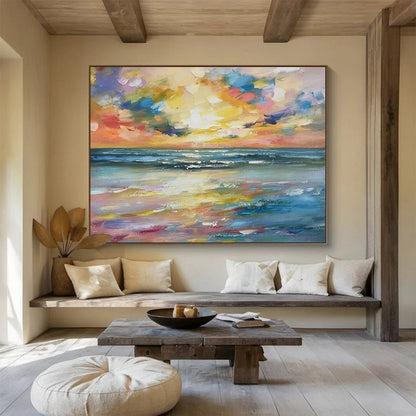 Multicolor Abstract Sunset Seascape Art For Sale WB405
