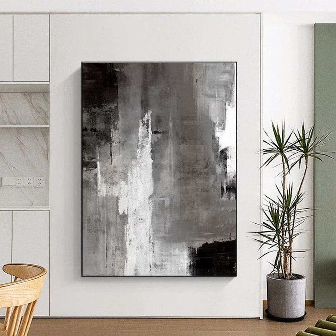 Acrylic Modern Art Paintings Gray and White Textured Abstract Art HS693