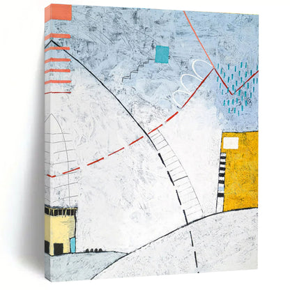 Hand Painted Art Multicolor Geometric Abstract Painting On Canvas HS821