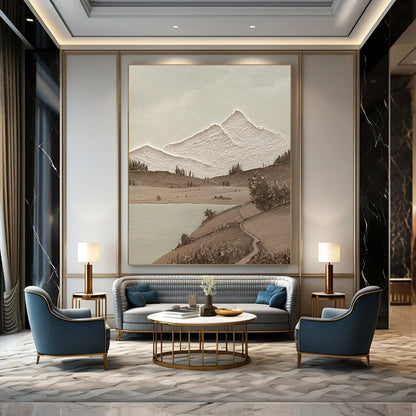 Brown, White Abstract Landscape Art For Living Room and Study WS448