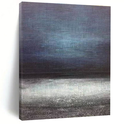 Unique Abstract Art Blue & Gray Textured Landscape, Large Contemporary Wall Art HS253