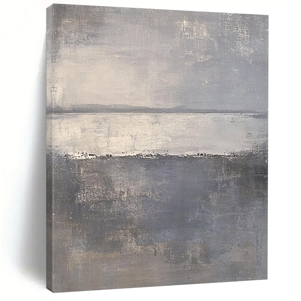 Hand Painted Art Gray Abstract Misty Landscape Painting For Sale HS113