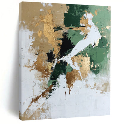 Green, Gold, White Abstract Textured Art For Living Room and Study WS434