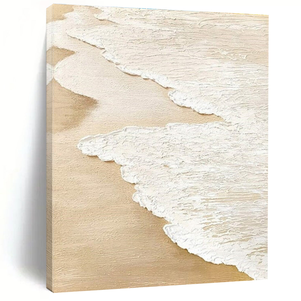 Handmade Art Beige and White Textured Abstract Landscape HS679