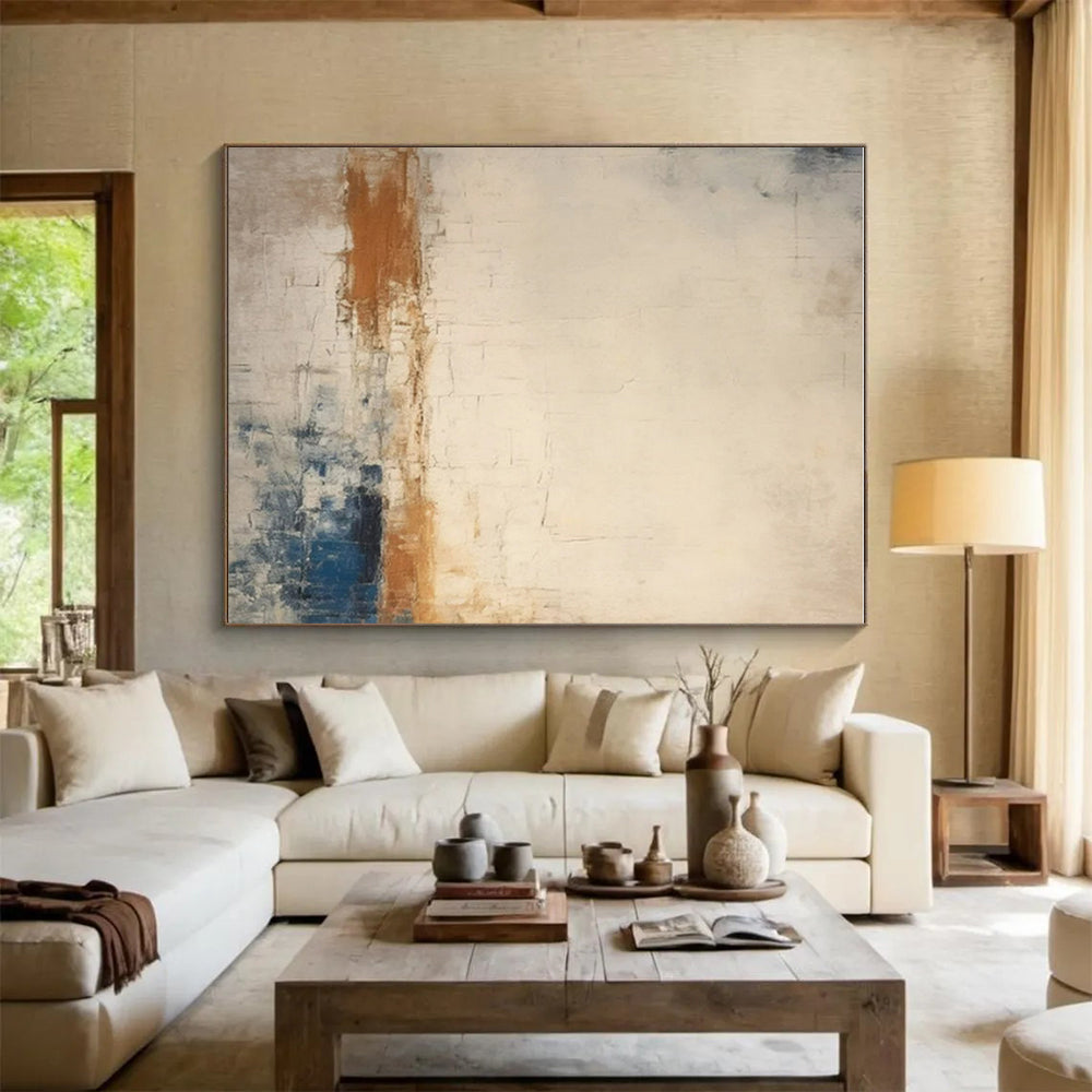 Acrylic Modern Art Paintings Beige, Brown, and Blue Textured Abstract Art HS754