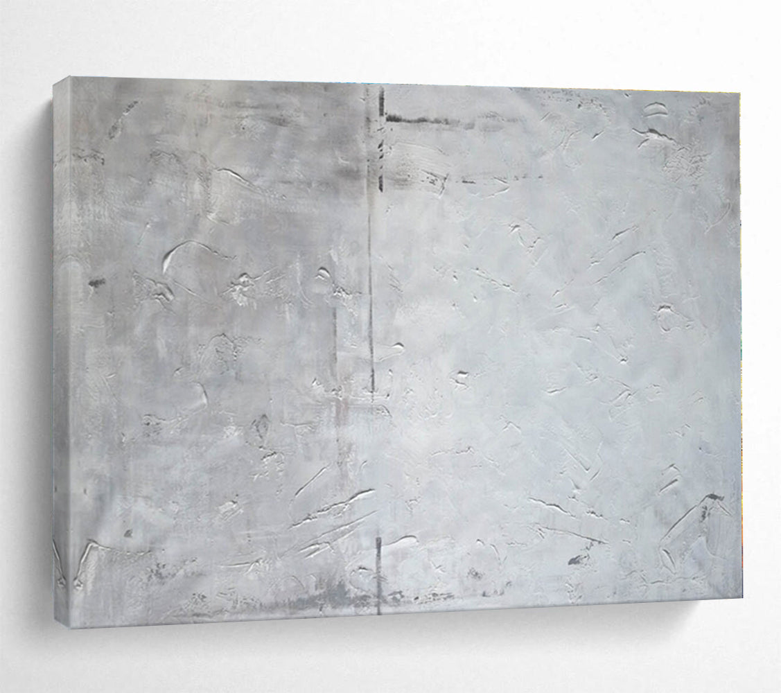 Big Size Gray and White Abstract Textured Painting WB149