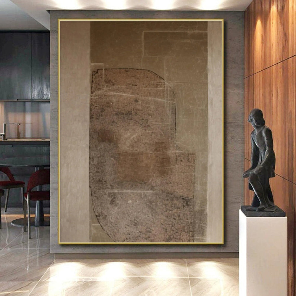 Hand-Painted Art with Brown, Beige and Gray Colors, Textured Abstract Theme HS481