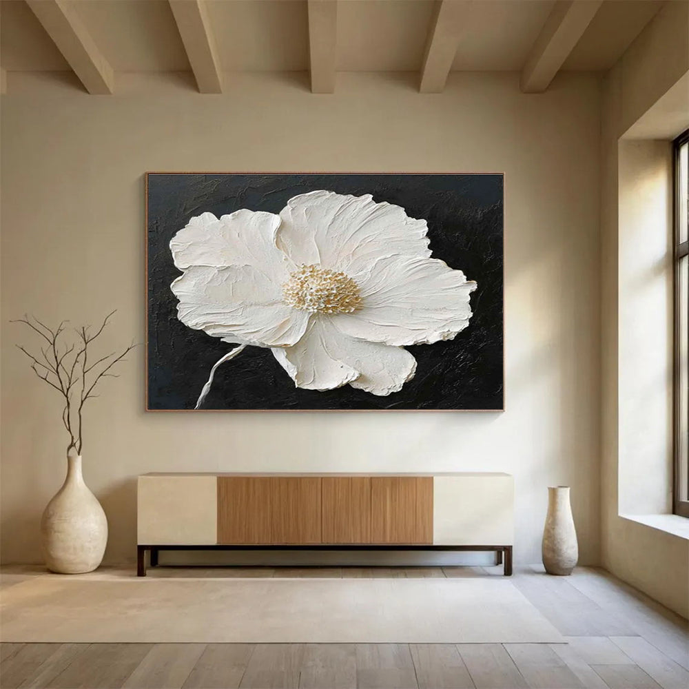 Huge Size White and Black Abstract Floral Painting WB207