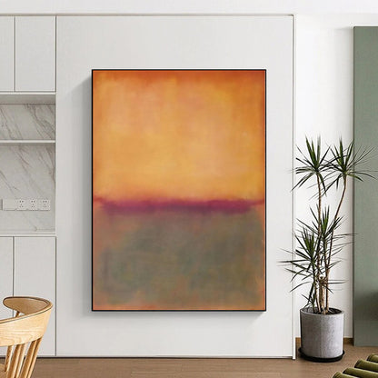 Hand-Painted Orange and Gray Abstract Color Field Painting For Sale HS054
