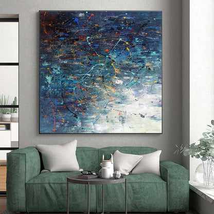 Unique Abstract Art Multicolor Splatter Abstract, Large Contemporary Wall Art HS243