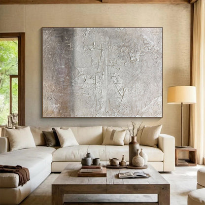 Unique Abstract Paintings Gray and Beige Abstract Textured Painting For Sale HS076
