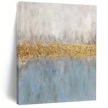 Blue, Gray, and Gold Abstract Color Block Painting For Sale WS508