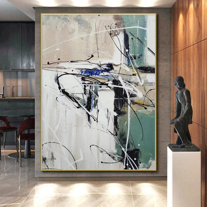 Gaint Canvas Art Multicolor Gestural Abstract, Oversized Abstract Wall Art HS343