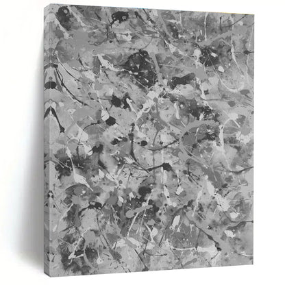 Unique Abstract Art Gray Splatter Abstract, Large Contemporary Wall Art HS459