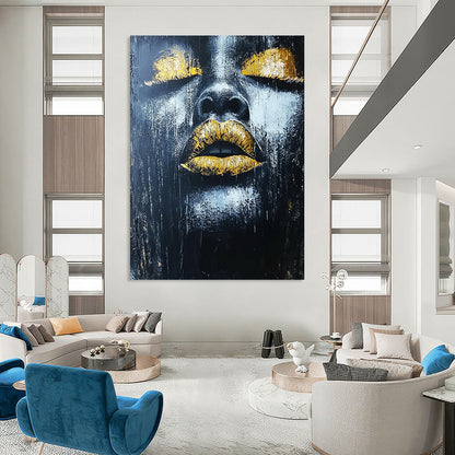 Black, Gold Abstract Figurative Art For Bedroom and Art Studio WS441