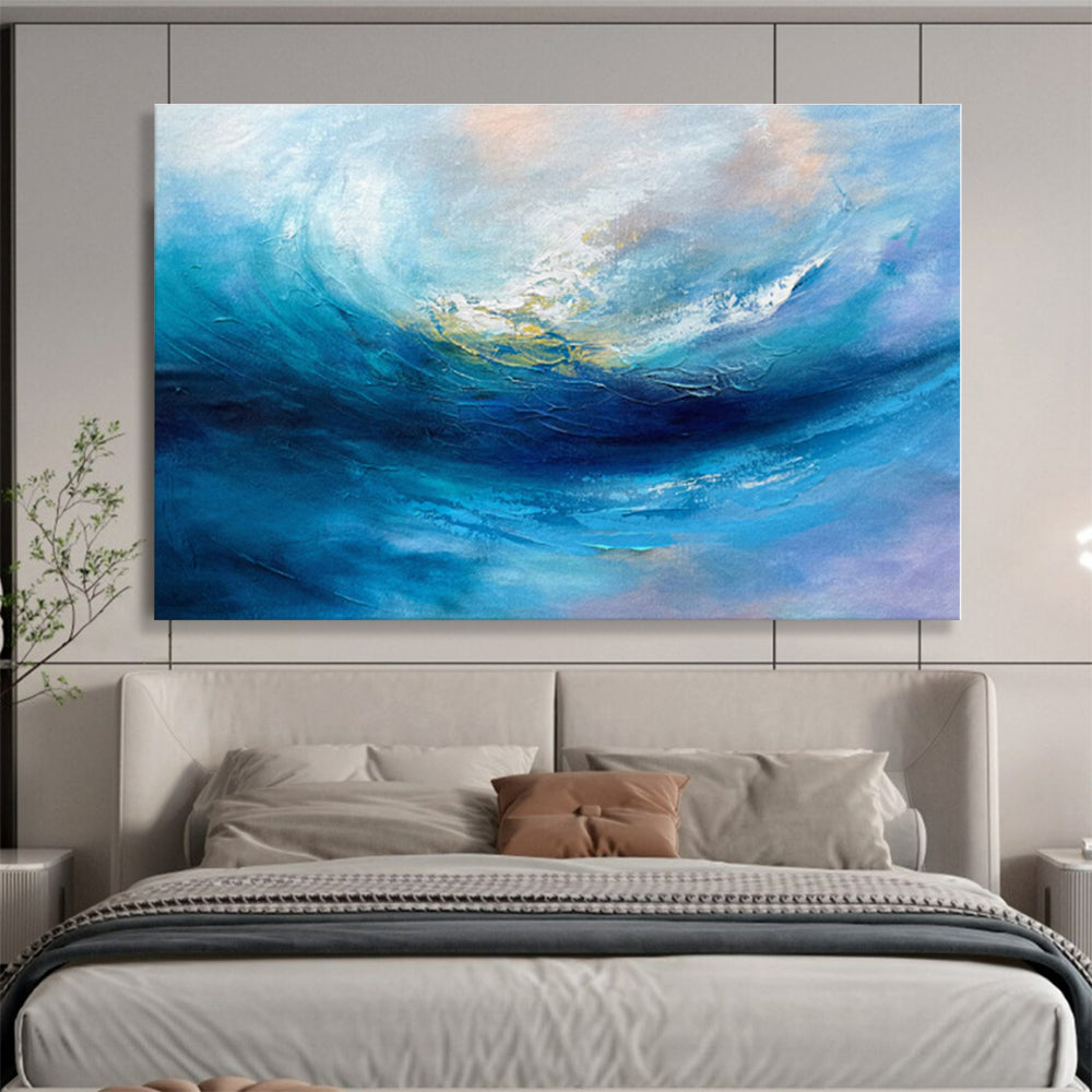 Large Size Blue and Purple Abstract Ocean Wave Painting WB071