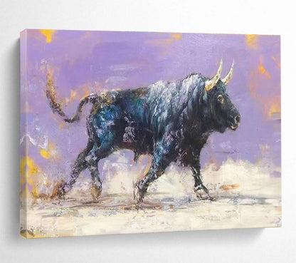 Blue, Black, Multicolor Abstract Bull Art For Sale WB403