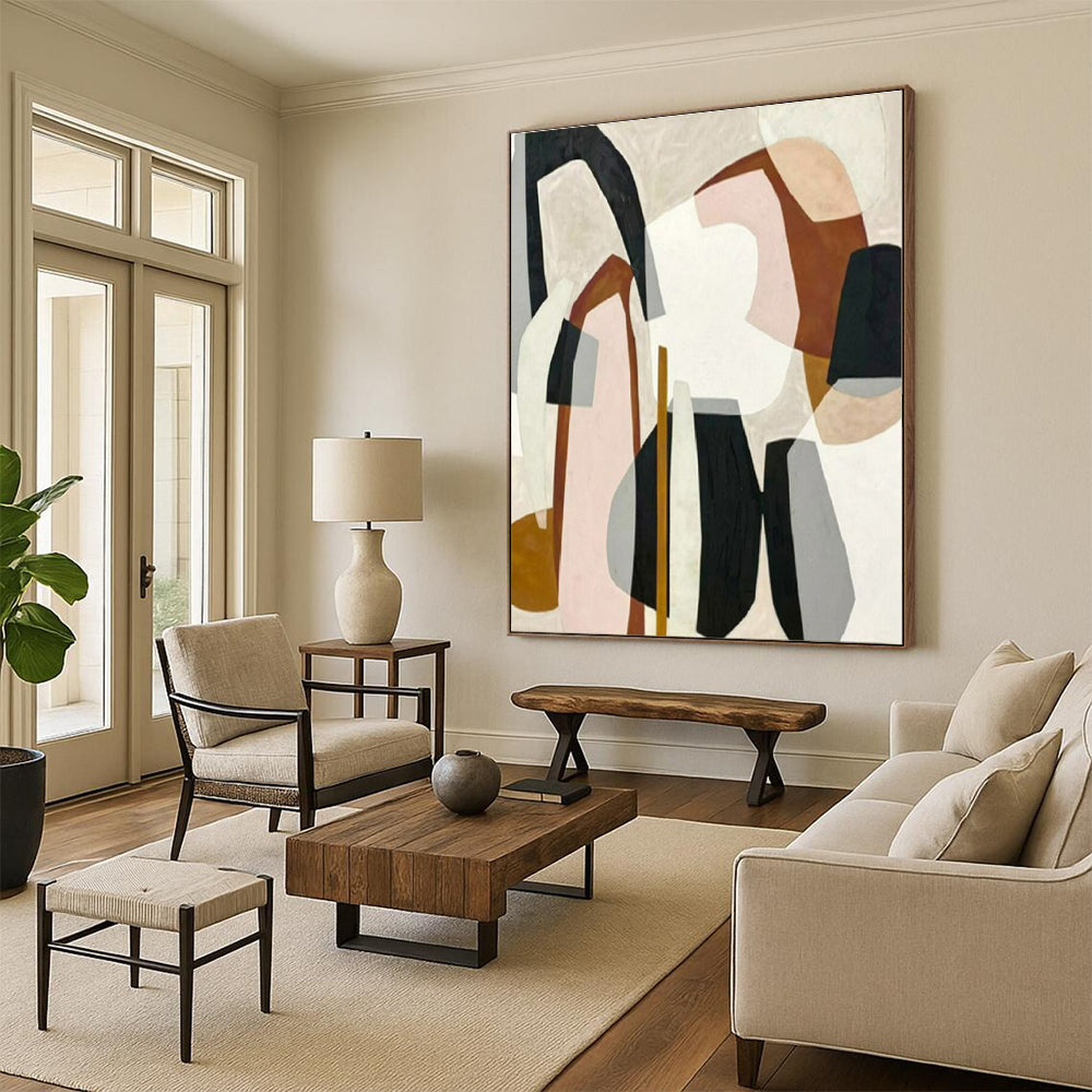 Hand Painted Art Multicolor Geometric Shapes Abstract Art, Acrylic Modern Art Paintings HS551