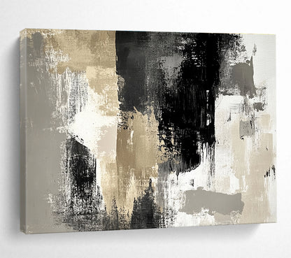 Huge Size Black, Gray, and Gold Abstract Textured Art - Acrylic Painting WB274