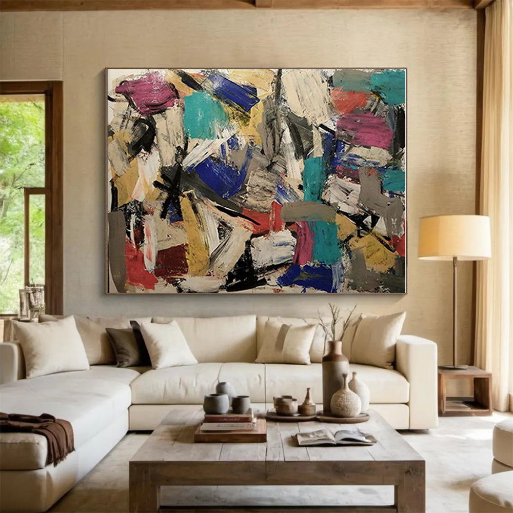 Handmade Art Colorful Abstract Expressionist Painting HS572