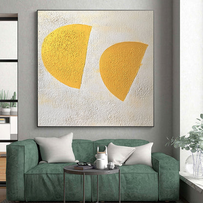 Hand-Painted Yellow Geometric Shapes Textured Abstract Art HS191