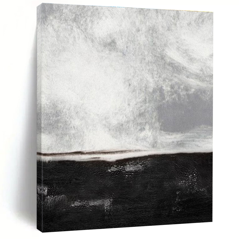 Large Contemporary Wall Art Black and White Textured Abstract Art HS706