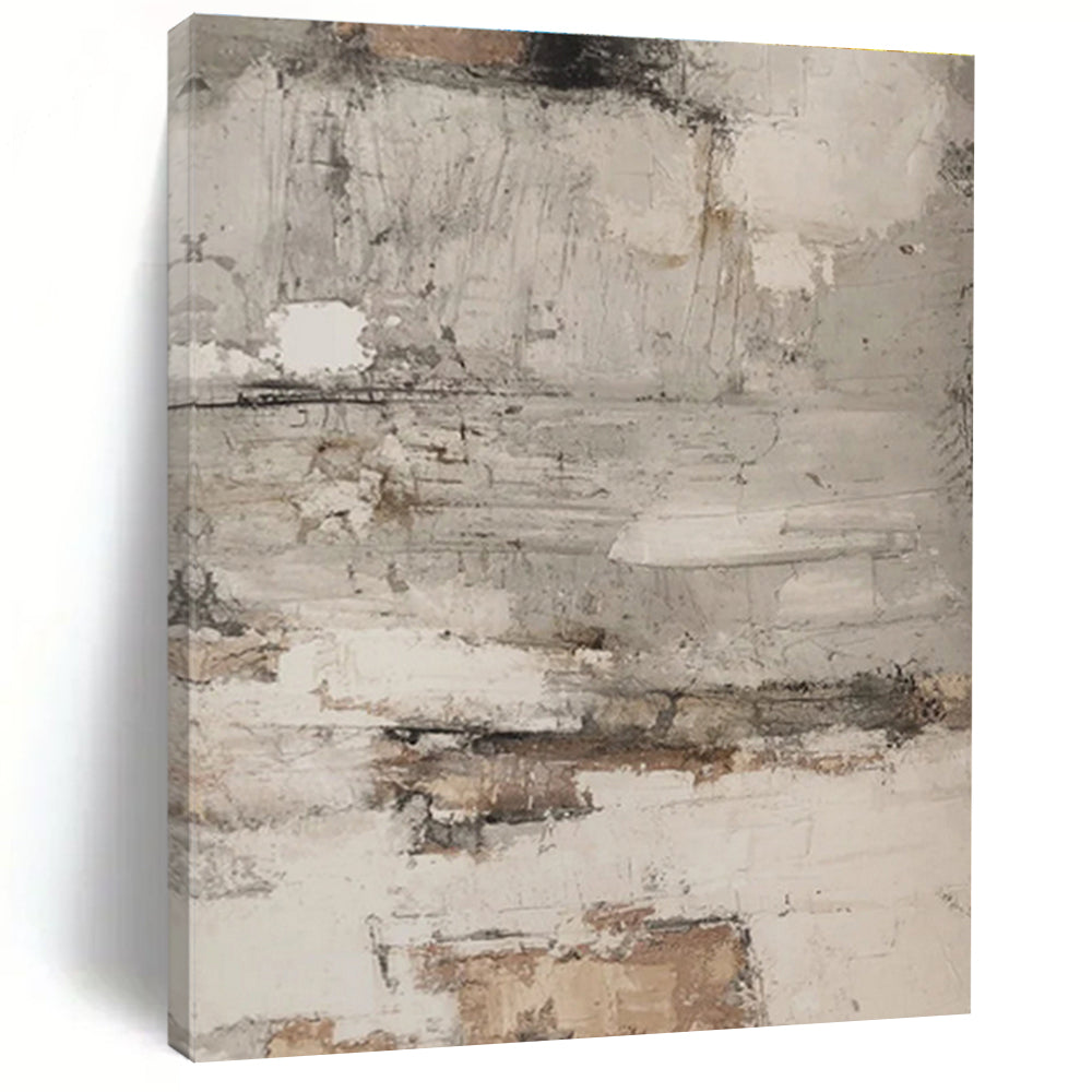 Handmade Art Gray & Brown Textured Abstract, Minimalist Canvas Art HS319