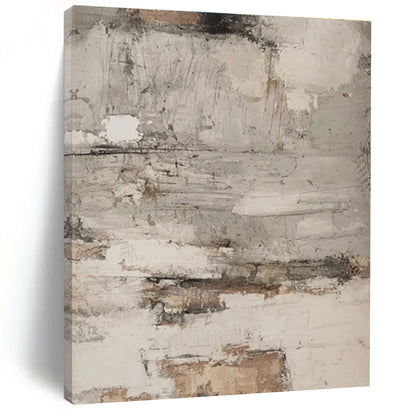 Handmade Art Gray & Brown Textured Abstract, Minimalist Canvas Art HS319