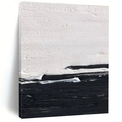 Minimalist Canvas Art Black & White Textured Abstract, Handmade Art HS273
