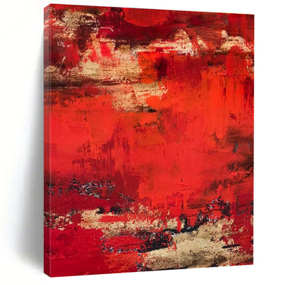 Gaint Canvas Art Red & Gold Textured Abstract, Oversized Abstract Wall Art HS455