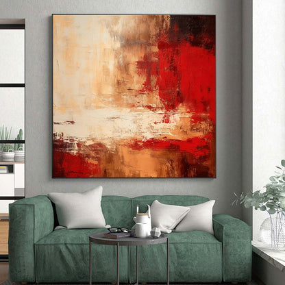 Acrylic Modern Art Paintings Warm Reds and Neutrals Abstract Expressionism HS583