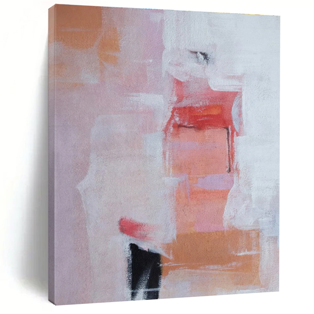 Hand-Painted Pink & Orange Textured Abstract, Acrylic Modern Art Painting HS357