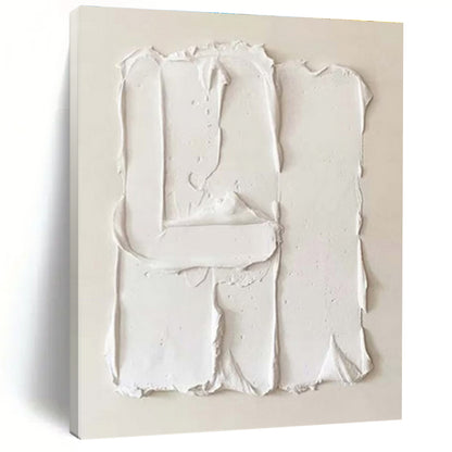 Unique Abstract Art White Textured Abstract, Large Contemporary Wall Art HS326