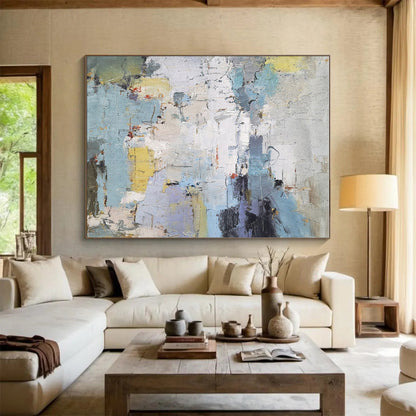 Unique Abstract Art Multicolor Textured Abstract, Large Contemporary Wall Art HS262