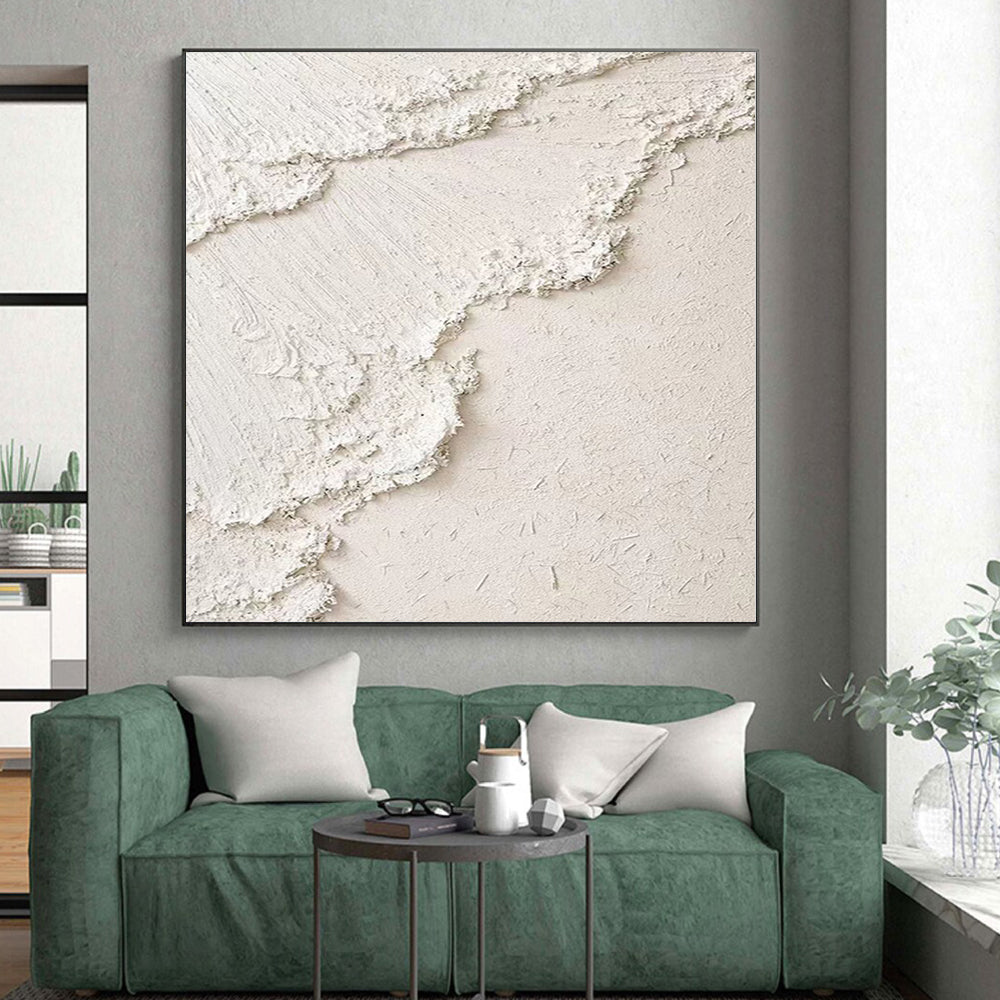 Big Painting White Abstract Textured Painting For Sale HS077