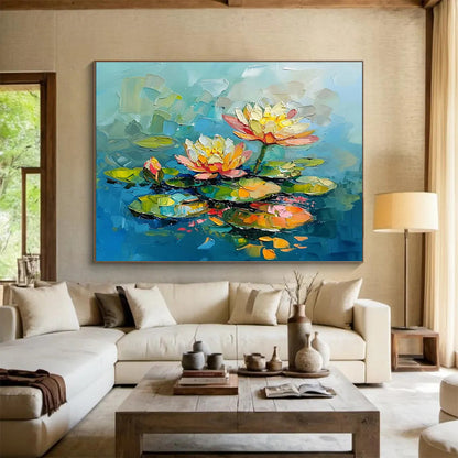 Big Size Multicolor Abstract Water Lily Painting WB205