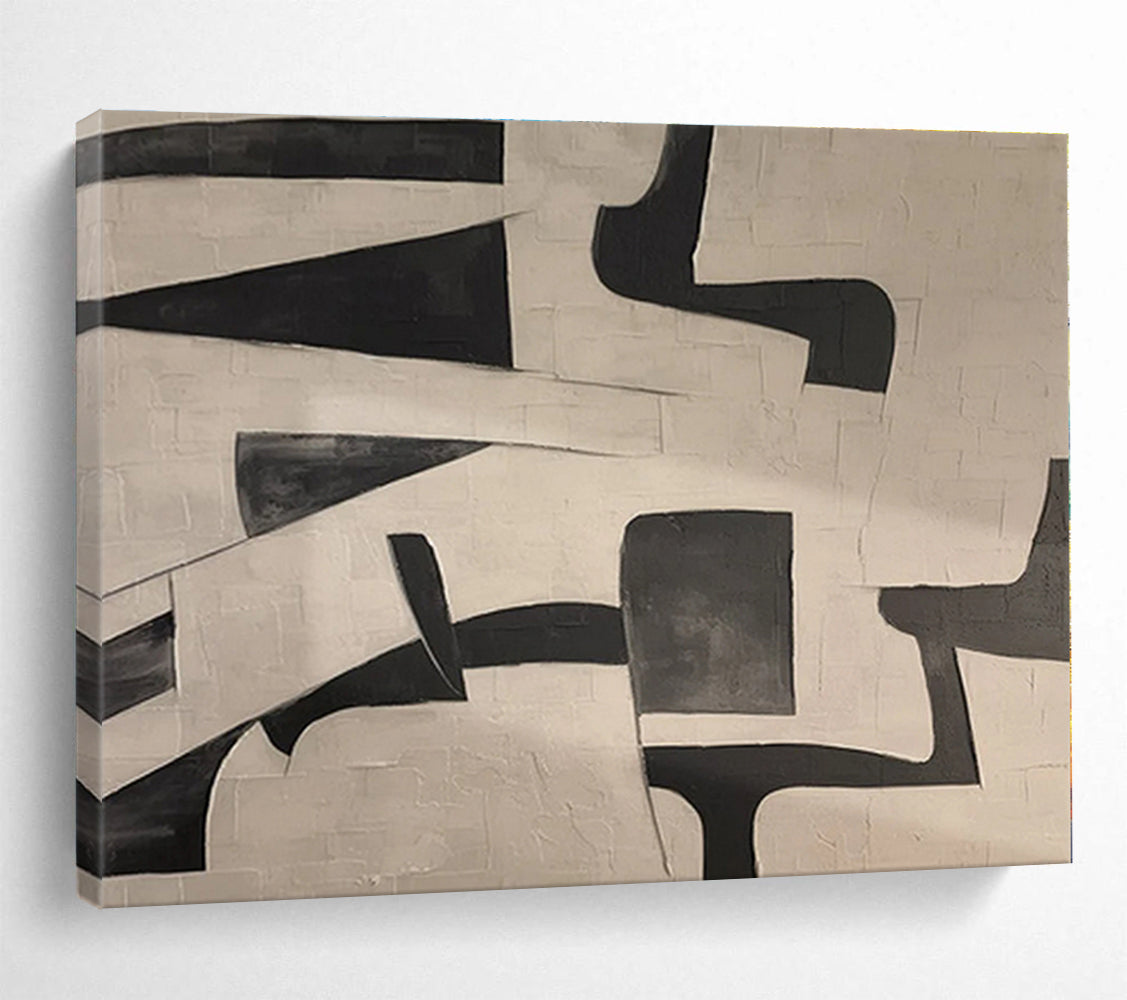 Black, White Abstract Geometric Acrylic Painting WB028