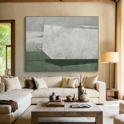 Huge Size Gray and White Abstract Minimalist Painting WB123